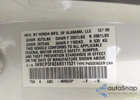 2010 Honda Accord 3.5 Ex-L from USA, damaged, VIN 5KBCP3F82AB011531
